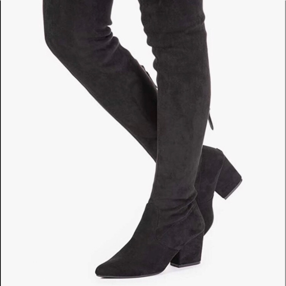N.N.G Black Suede Over The Knee Boot